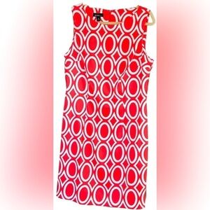 ALYX Soft Coral/White Design Stretch Twill Sleeveless Shift Dress, Sz 14, GUC.